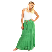 Dámská jednobarevná maxi sukně s korálkovým páskem