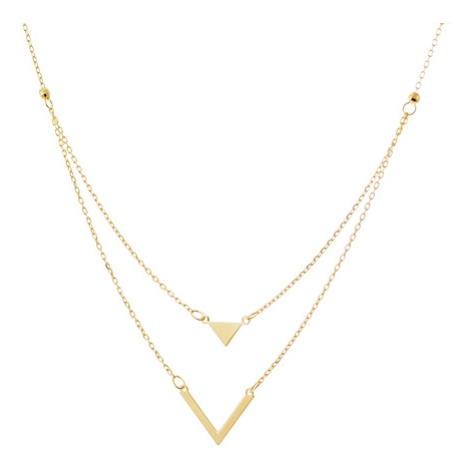 Zlatý náhrdelník dvojitý do špičky ZLNAH145F + DÁREK ZDARMA Ego Fashion