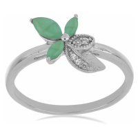 Prsten stříbrný s broušenými smaragdy a zirkony Ag 925 026097 EM - 62 mm , 1,8 g