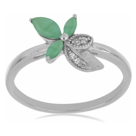 Prsten stříbrný s broušenými smaragdy a zirkony Ag 925 026097 EM - 62 mm , 1,8 g
