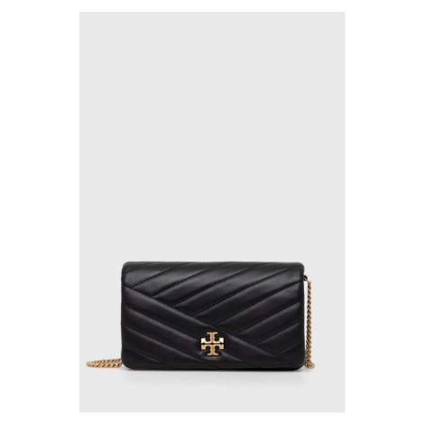 Kožená kabelka Tory Burch Kira Chevron černá barva, 156553.001