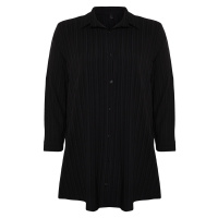 Trendyol Curve Black Large Size Cotton Woven Shirt