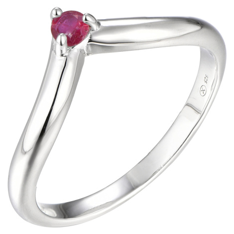Brilio Silver Minimalistický stříbrný prsten s rubínem Precious Stone SR09001D