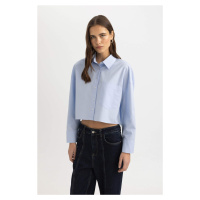 DEFACTO Crop Shirt Collar Oxford Long Sleeve Shirt