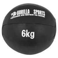 Gorilla Sports Kožený medicinbal, 6 kg, černý