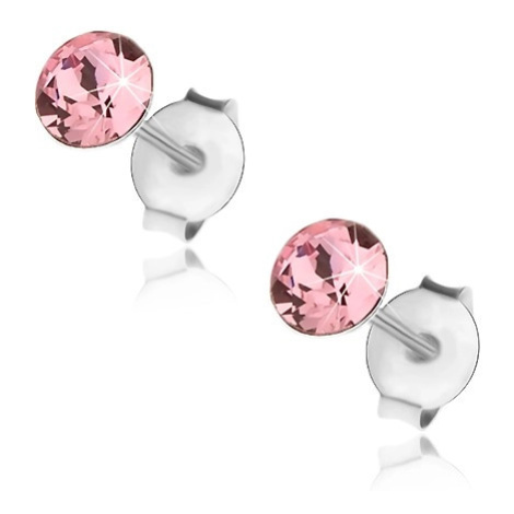 Puzetové náušnice, stříbro 925, krystalek Swarovski růžové barvy, 4 mm Šperky eshop