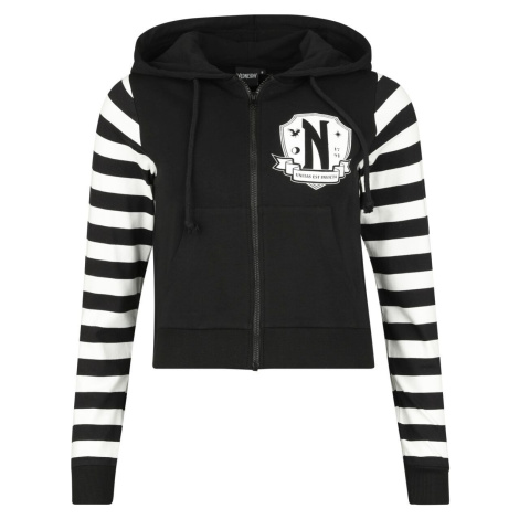 Wednesday Stripes Dámská mikina s kapucí na zip cerná/bílá