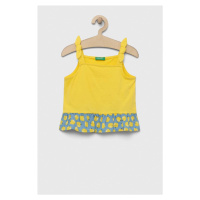 Dětská bavlněná halenka United Colors of Benetton žlutá barva, vzorovaná