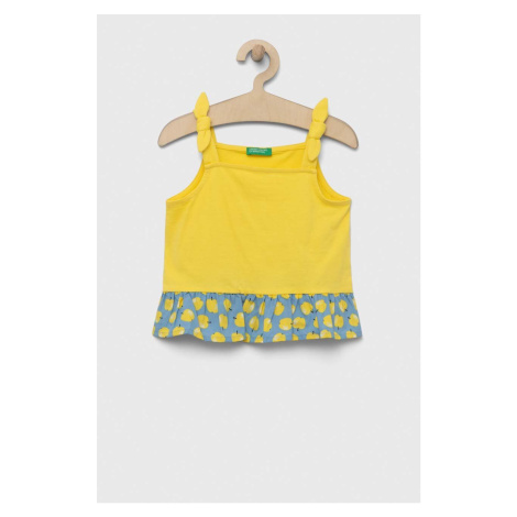 Dětská bavlněná halenka United Colors of Benetton žlutá barva, vzorovaná