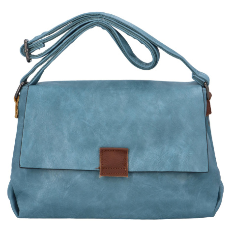 Trendová dámská koženková taška přes rameno Finola, světle modrá