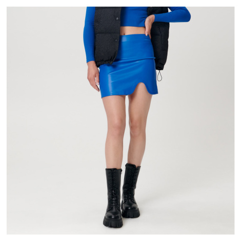 Sinsay - Koženková mini sukně - Modrá