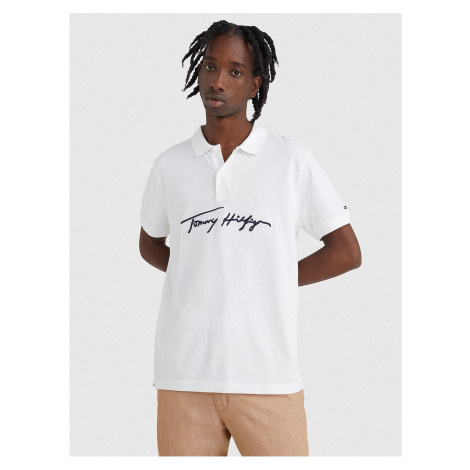 Bílé pánské polo tričko Tommy Hilfiger - Pánské