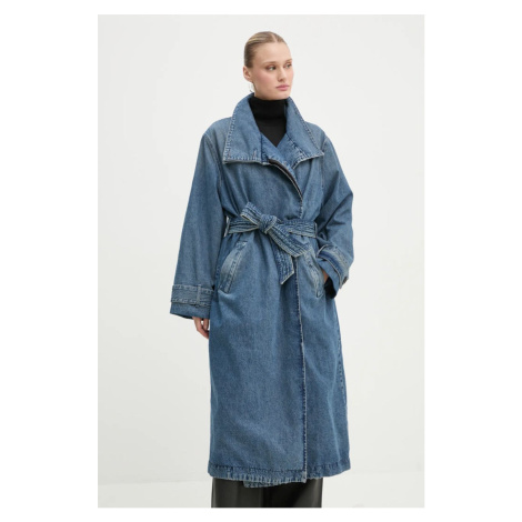 Džínový kabát Won Hundred dámský, modrá barva, přechodný, 3442-15065