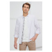 ALTINYILDIZ CLASSICS Men's White Brown Slim Fit Slim Fit Shirt with Hidden Buttons Collar 100% C