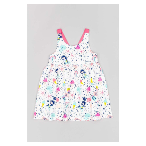 Dětské bavlněné šaty zippy bílá barva, mini