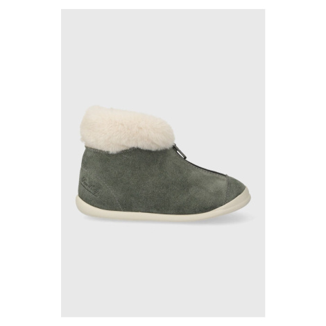 Dětské semišové zimní boty Pom D'api SWEET ZIP FUR šedá barva