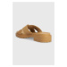 Kožené pantofle Lauren Ralph Lauren Kelsie dámské, béžová barva, na platformě, 802904251001
