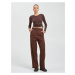 Koton Wide Leg Trousers Fabric Ribbed Buttons