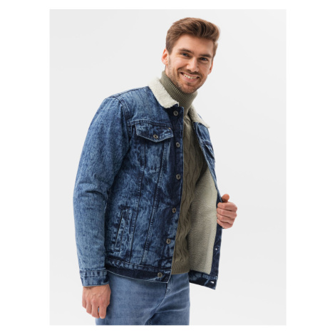 Modrá pánská přechodná džínová bunda Ombre Clothing C523