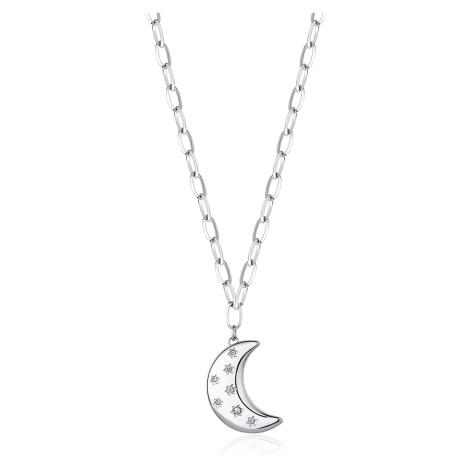 S`Agapõ Ocelový náhrdelník Měsíc s krystaly Stellar SSE01 S'Agapõ