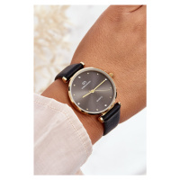 Dámské hodinky Giorgio&Dario na koženém řemínku černé