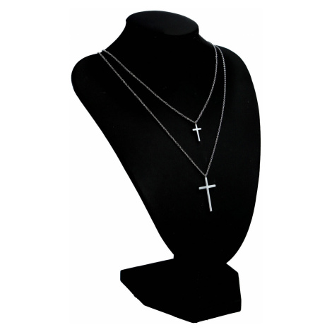 Dámský náhrdelník z chirurgické oceli Double cross, stříbrný Delami
