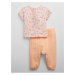 Sada holčičího trička a kalhot v meruňkové a růžové barvě GAP