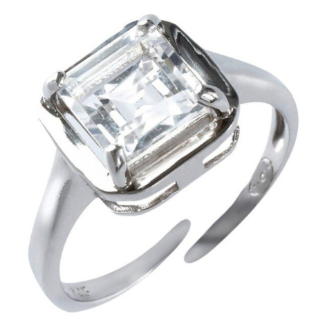 Nastavitelný stříbrný prsten s hranatým kamínkem Blancheporte