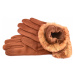 Elegantní zateplené dámské rukavice ozdobené kožešinou Arteddy - hnědá