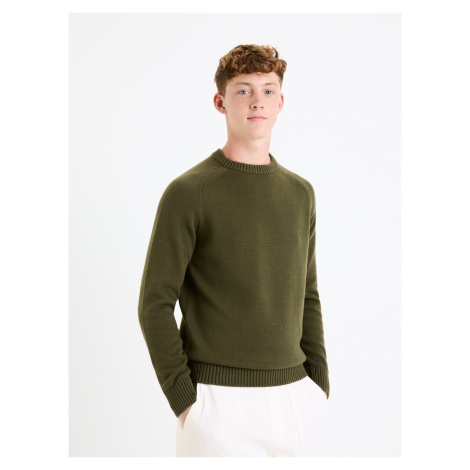 Khaki pánský basic svetr Celio Febasic