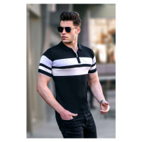 Madmext Men's Black Polo Neck Zippered T-Shirt 5730