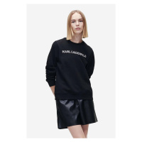 Mikina Karl Lagerfeld Elongated Logo Zebra Sweat 221W1815 999 dámská, černá barva, s potiskem