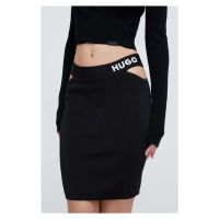 Sukně HUGO černá barva, mini, pouzdrová, 50507906