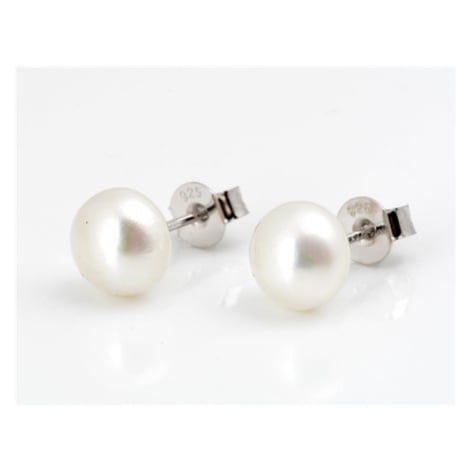 Stříbrné náušnice pecičky s bílou perlou STNAU1048F Ego Fashion