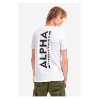 Bavlněné tričko Alpha Industries Backprint T 128507 09 bílá barva, s potiskem, 128507.09-white