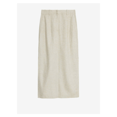 Krémová dámská maxi sukně s rozparkem po straně Marks & Spencer