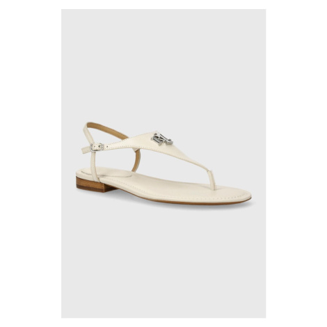 Kožené sandály Lauren Ralph Lauren Ellington dámské, béžová barva, 802935549002