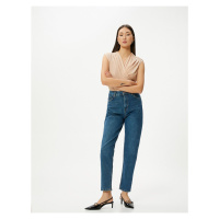 Koton High Waist Mom Jeans Elastic Pocket Slim Fit Cotton - Slim Mom Jean