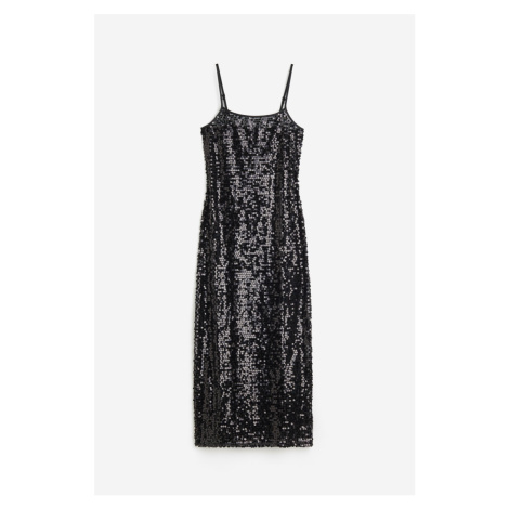 H & M - Flitrové šaty slip dress - černá H&M