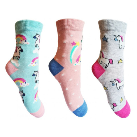 Dívčí ponožky Aura.Via - GMZ7756, šedá/ mentol/ růžová Barva: Mix barev