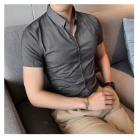 Společenská pánská košile z bavlny s krátkým rukávem