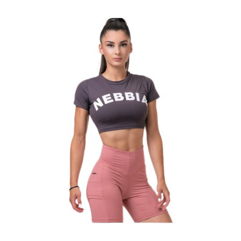 Nebbia Sporty Hero crop top s krátkým rukávem 584 marron