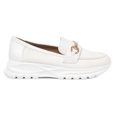 Luxusní mokasíny dámské bílé na platformě
