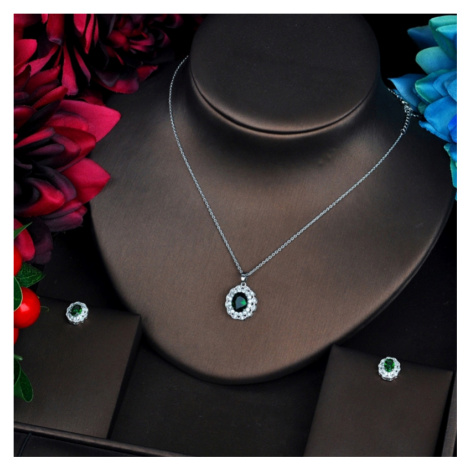 Éternelle Souprava šperků Swarovski Elements Felipa Smaragd SET-N-549 Zelená 41 cm + 5 cm (prodl
