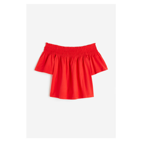 H & M - Žerzejový top's odhalenými rameny - červená H&M