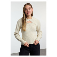 Trendyol Stone Soft Texture Double Suit Bolero Knitwear Sweater