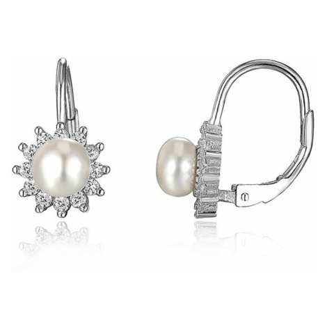 MOISS Půvabné stříbrné náušnice s perlami a zirkony EP000178