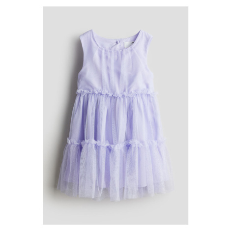 H & M - Tylové šaty's volánkovými lemy - fialová H&M