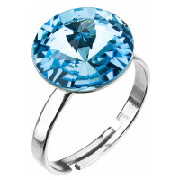 Evolution Group Stříbrný prsten s krystaly modrý 35018.3 aqua
