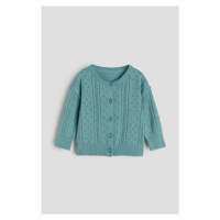 H & M - Propínací svetr z ažurového úpletu - zelená